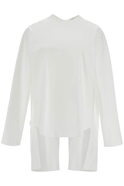 asymmetric poplin top with