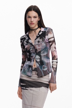 Women's Buttoned tulle T-shirt