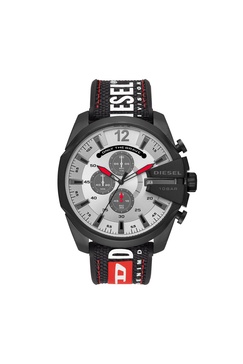 Men's Chronograph Mega Chief Black Silicone Strap Watch 51mm 