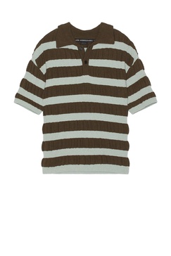 Bubble Stripe Polo Sweater