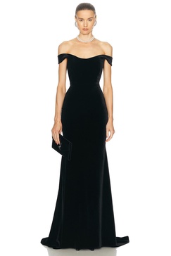 Off The Shoulder Velvet Gown