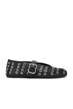 Vienne Buckle Eyelet & Laser-Cut Leather Ballet Flats
