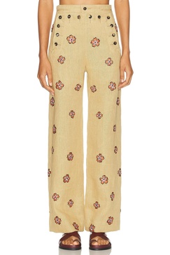 Embroidered Wax Flower Trouser