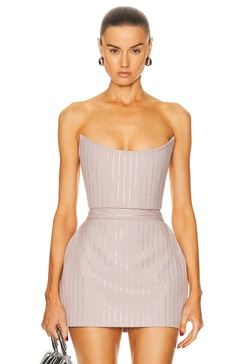 Strapless Crystal Pinstripe Corset Top