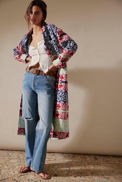 We The Free Brick Lane Jacquard Maxi Shirt Jacket