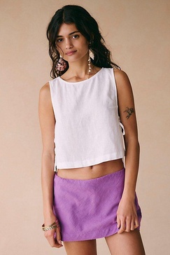 My Little Micro Mini Cotton-Linen Skort