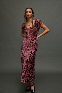 Fawna Floral Burnout Midi Dress