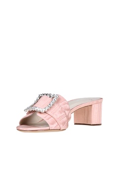 Jewel buckle mules