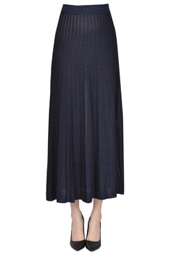 Pleated lamè knit skirt
