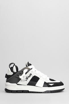 Area Patchwork Sneakers In Black Leather And Fabric