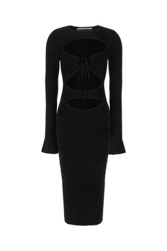 Black Viscose Blend Mini Dress