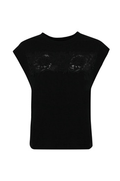 Cotton T-shirt With Lace Application
