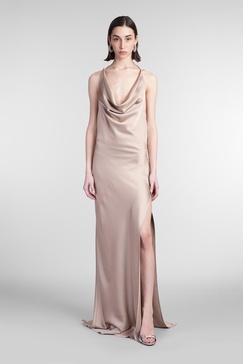 Vera Maxi Dress Woman In Grey Polyester