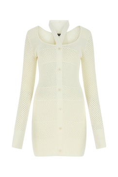 Ivory Stretch Viscose Blend Dress