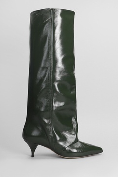 High Heels Boots In Green Leather