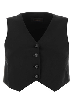 Black Stretch Polyester Blend Vest