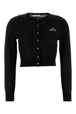 Black Stretch Viscose Blend Cardigan