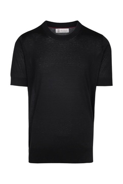 Black Cotton And Silk T-shirt