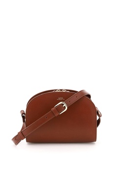 A.P.C. Women Caramel Leather Mini Demi Lune Shoulder Bag