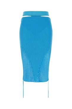 Turquoise Stretch Viscose Blend Skirt