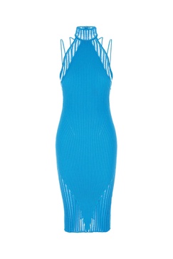 Turquoise Stretch Viscose Blend Mini Dress