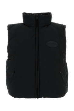 Black polyester blend down jacket