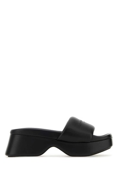 SANDAL WITH LEATHER LOGO AND PLATFORM