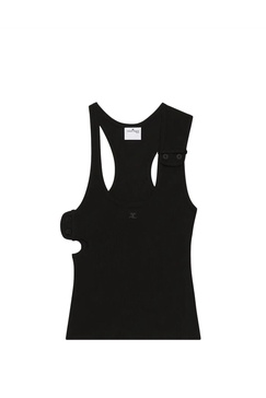 Black Stretch Cotton Tank Top