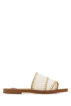 Chloe Women Ivory Canvas Woody Slippers