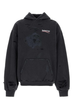 Balenciaga Unisex Black Cotton Oversize Sweatshirt