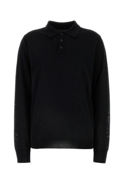 Maison Margiela Women Black Wool Polo Shirt