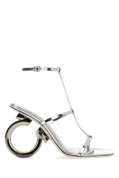Salvatore Ferragamo Women Silver Nappa Leather Elina Sandalsâ