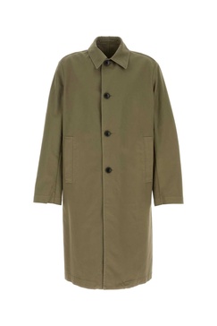Dries Van Noten Men Army Green Cotton Rankle Trench Coat