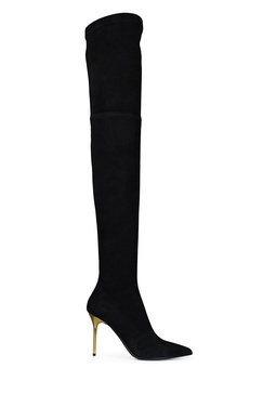 Moneta monogram mesh over-the-knee boots