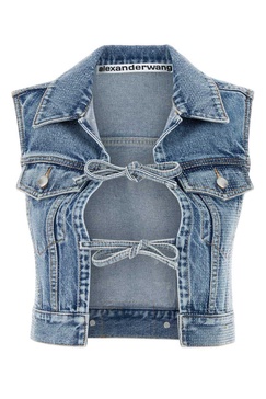 Embellished denim vest