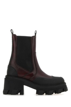 Two-tone Leather And Rubber Ankle Boots