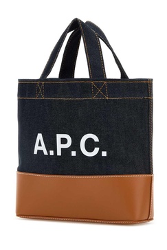 A.P.C. Women Two-Tone Denim And Leather Mini Axel Shopping Bag