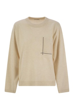 Brunello Cucinelli Virgin Wool, Cashmere And Silk Sweater With Shiny Pocket Detail