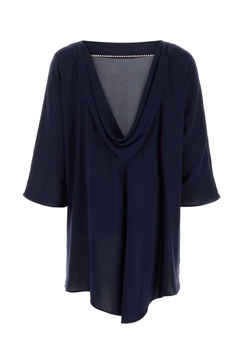 Max Mara Women Midnight Blue Triacetate Blend Ferro Blouse