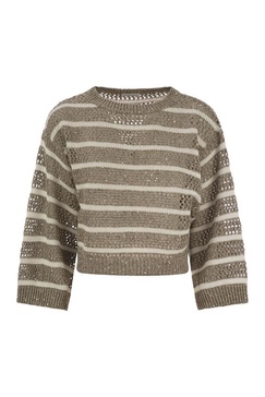 Brunello Cucinelli Dazzling Striped Net Linen Jersey
