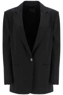 women's blazer in poliestere e lana  oversize monopetto con scollo a v