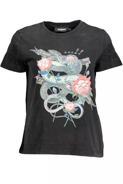 chic  printed tee with unique women's embellishments