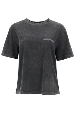 Alessandra rich oversized t-shirt with print and rhinestones