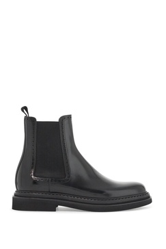brushed leather chelsea ankle boots