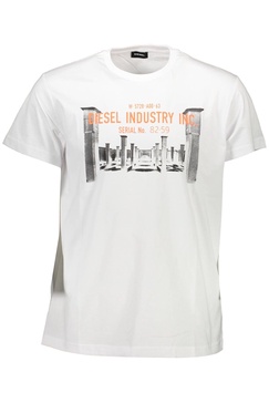 Diesel Crisp White Crew Neck Tee with Iconic Print