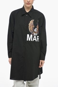 mm6 printed eagle cotton shirt dress