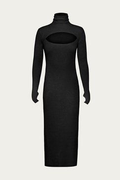 brielle knit midi dress in noir
