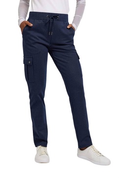 women's indie pinstripe pant in navy/white