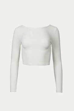 ribbed open-back stretch-modal top in off-white