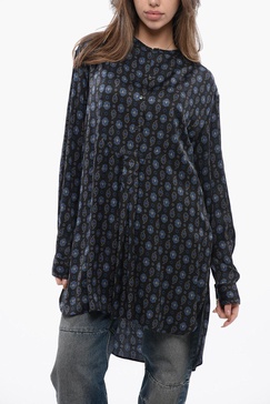 paisley patterned viscose blouse with mandarin collar